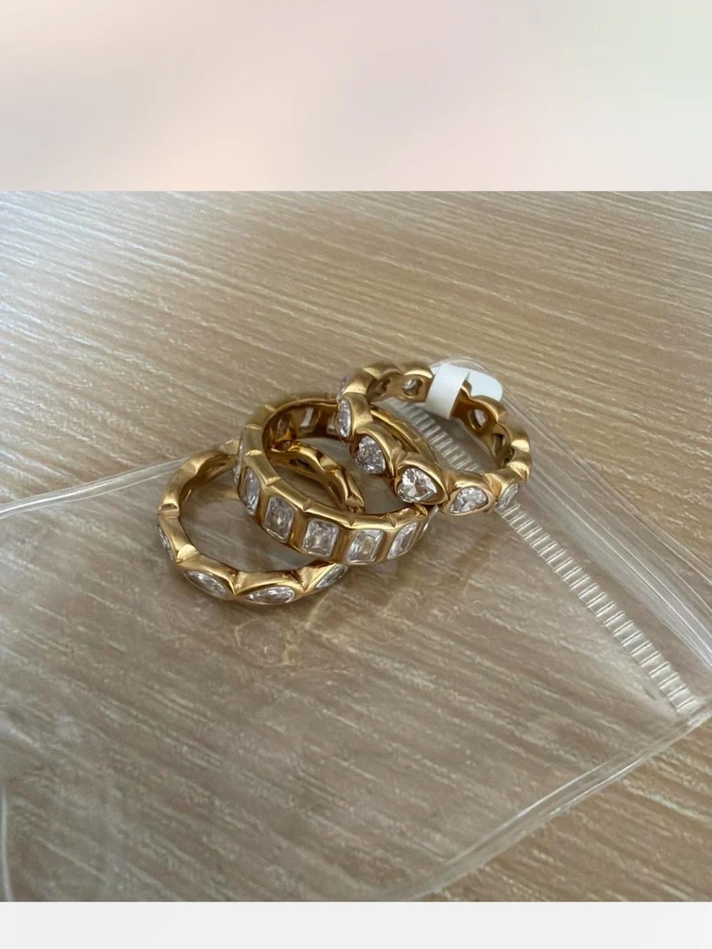 Gold Stackable Crystal Ring Set - Elegant Women’s Jewelry